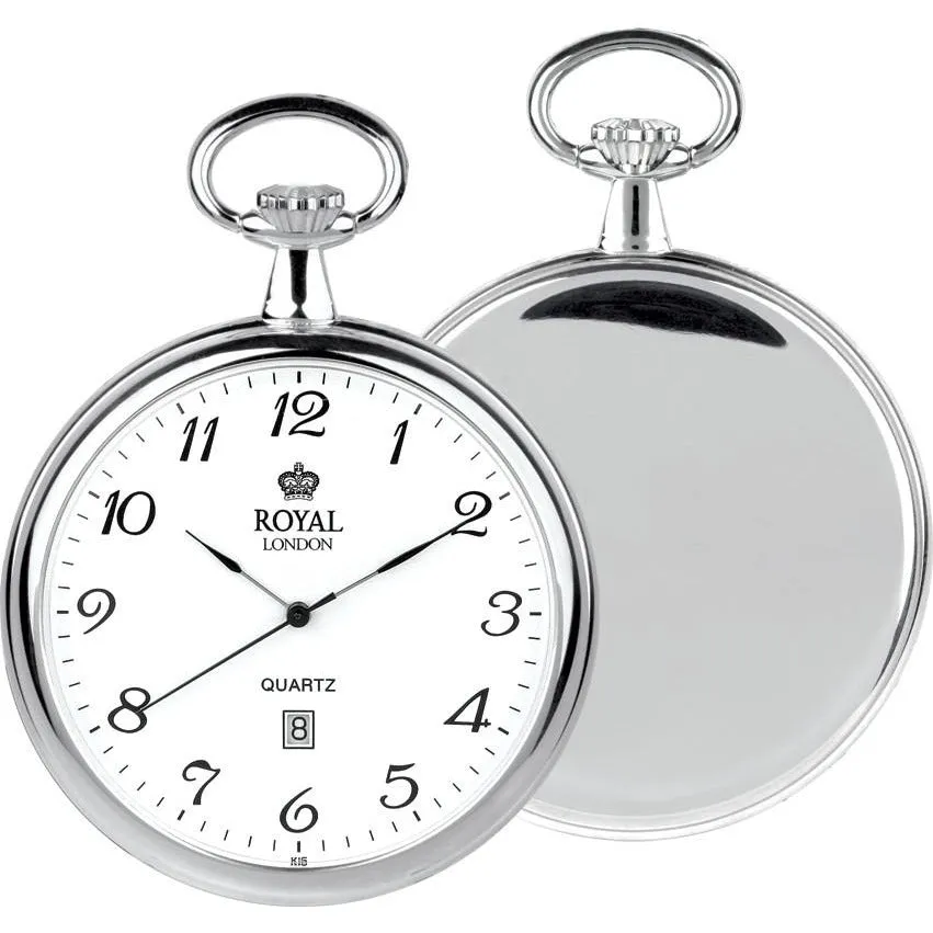 Unisex Silver Quartz Pocket Watch with Date – Stylish & Functional Design