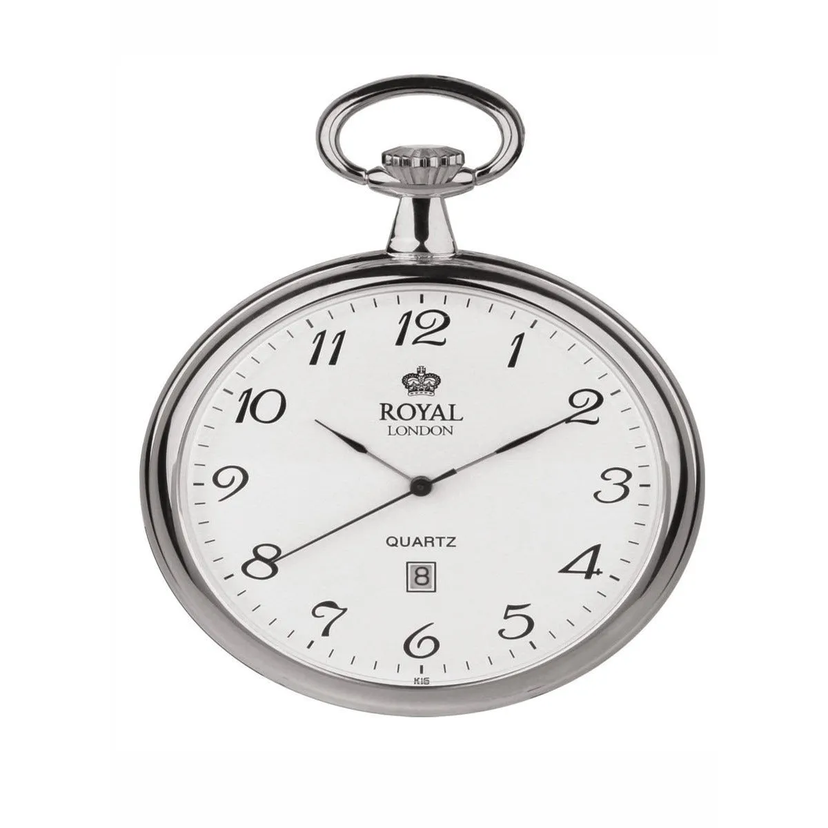 Unisex Silver Quartz Pocket Watch with Date – Stylish & Functional Design