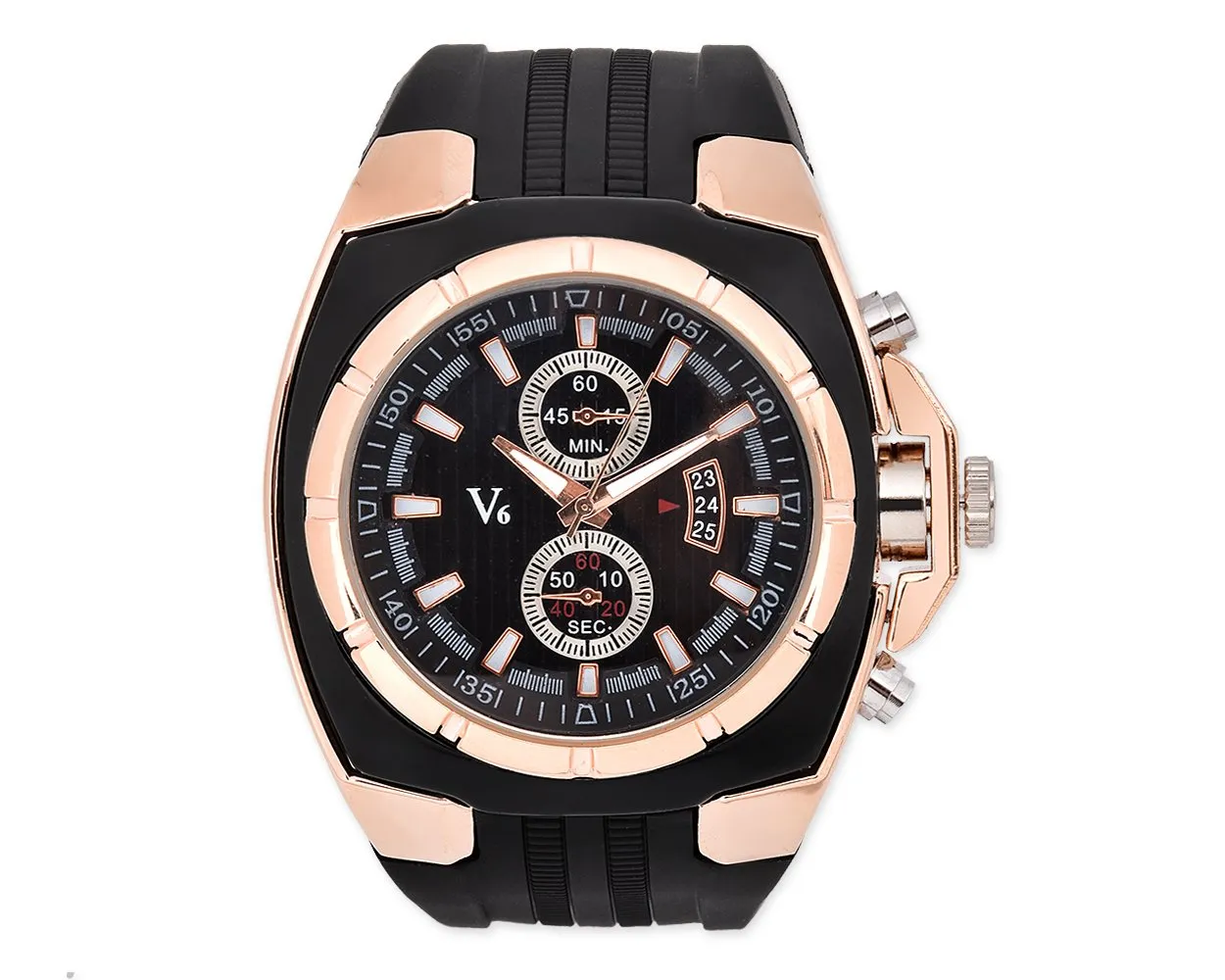 V6 Fashion Luxury Rubber Strap Quartz Sports Men Wrist Watch