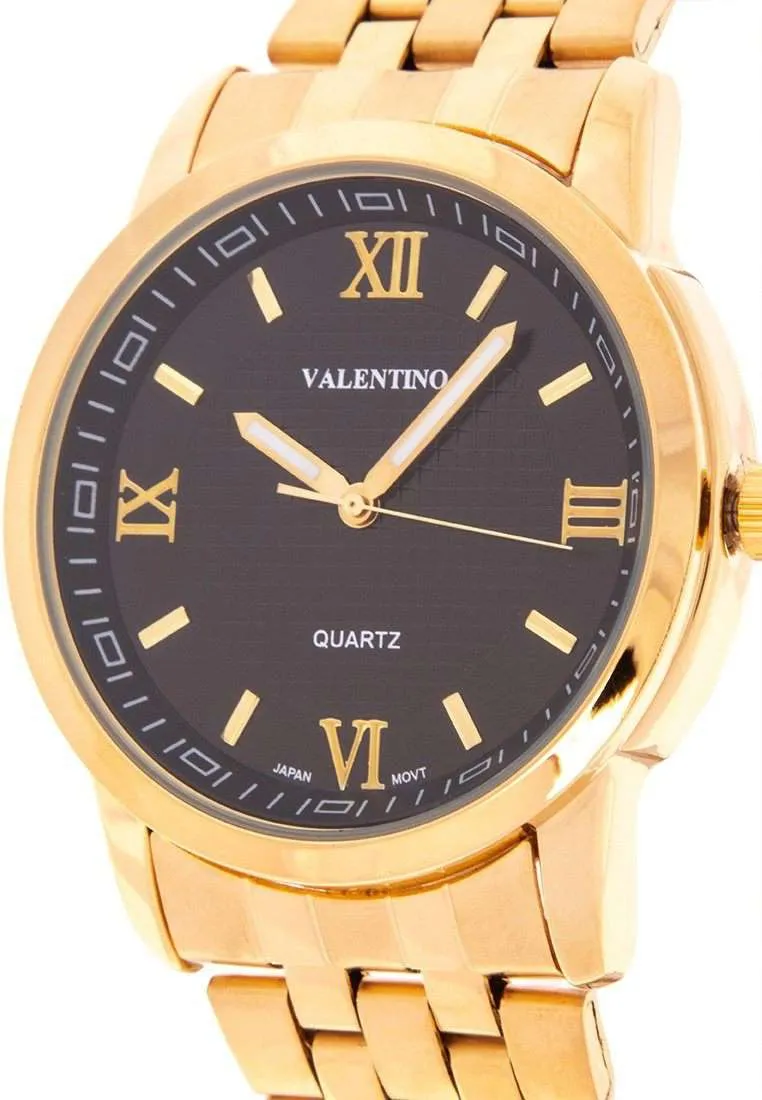 Valentino 20122122-BLACK DIAL Gold Stainless Steel Band Watch for Men