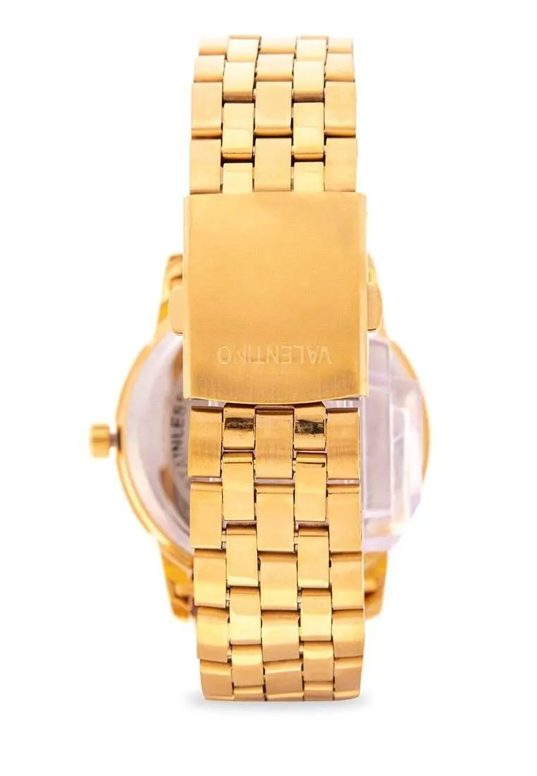 Valentino 20122122-BLACK DIAL Gold Stainless Steel Band Watch for Men