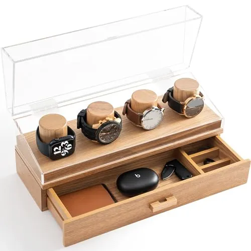 Watch Display Case Watch Holder - Mens Watch Case Watch Organizer Watch Holder