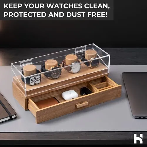 Watch Display Case Watch Holder - Mens Watch Case Watch Organizer Watch Holder