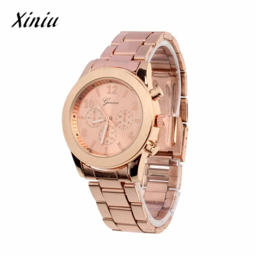 Xiniu Watch Women Rose Gold Chronograph Quartz Women Watch Classic Round  Crystals Clock Women Watches Montre Femme Watches #YB