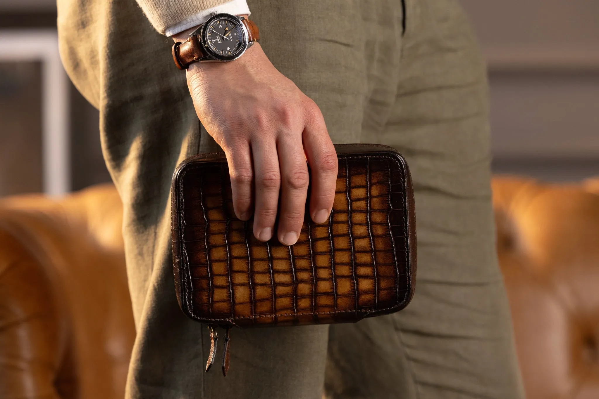 Zipper Watch Case - CP Patina Brown