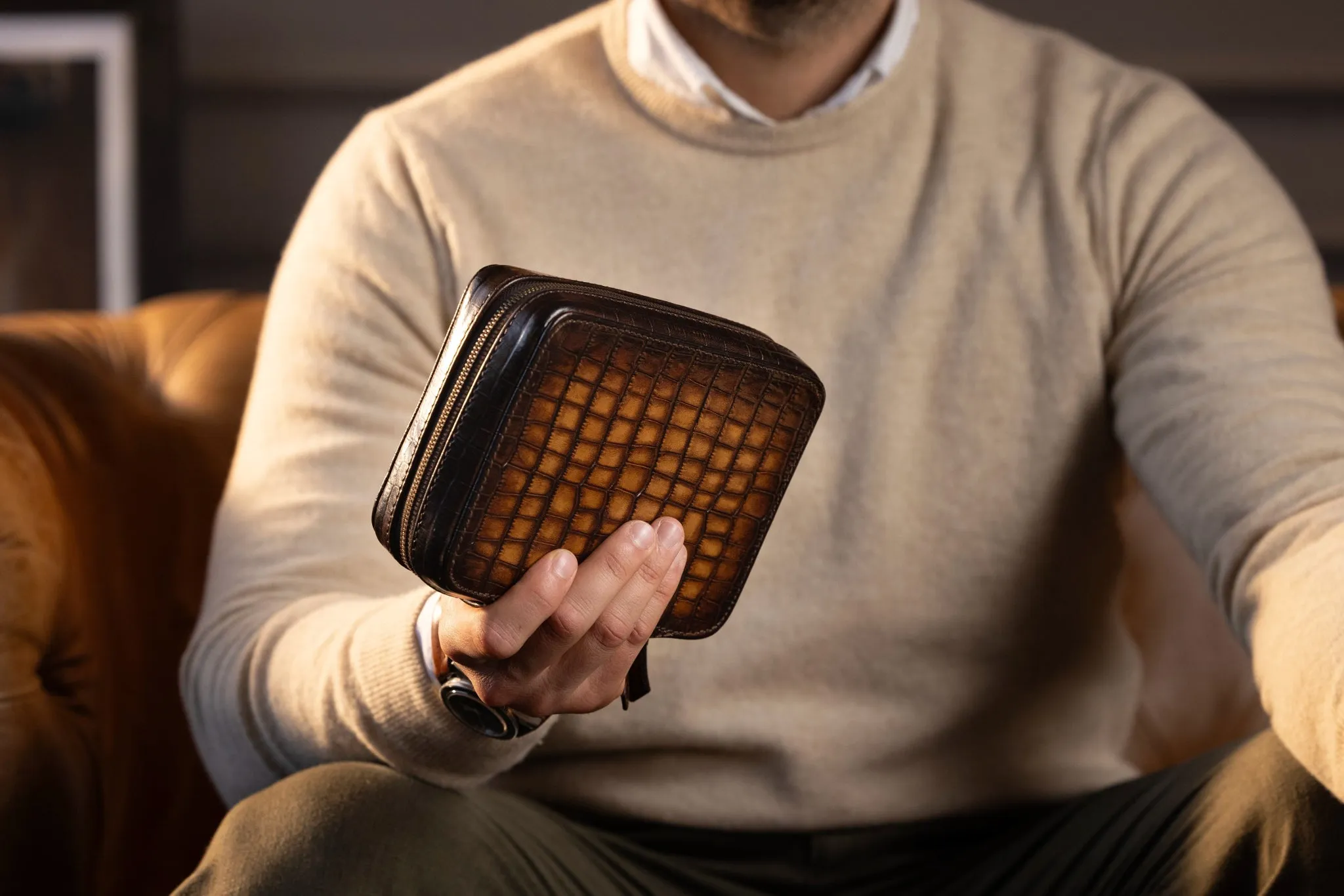 Zipper Watch Case - CP Patina Brown